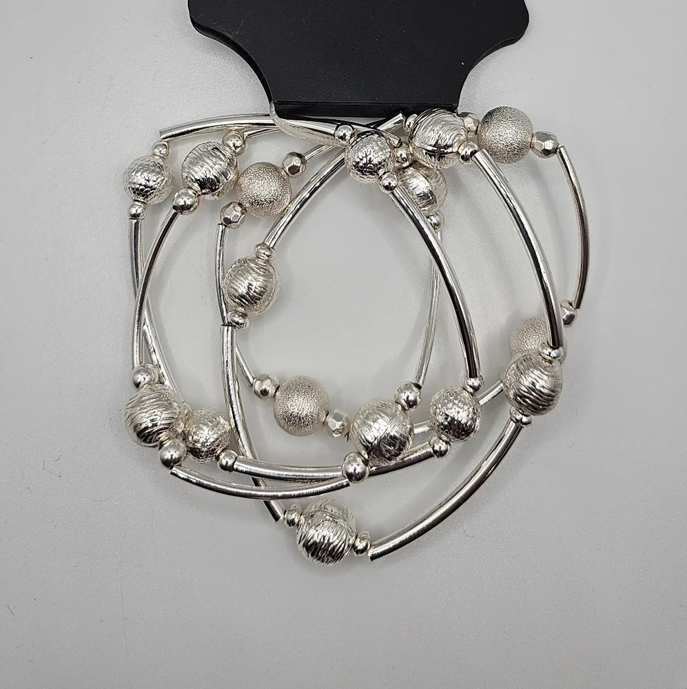 Silver Dainty Layered Bracelets - Picture 2 of 3